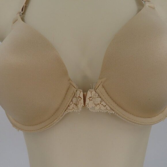 Maidenform 34B Beige Lace Front Closure Underwire Bra One Fab Fit Style 07112 - Picture 3 of 11